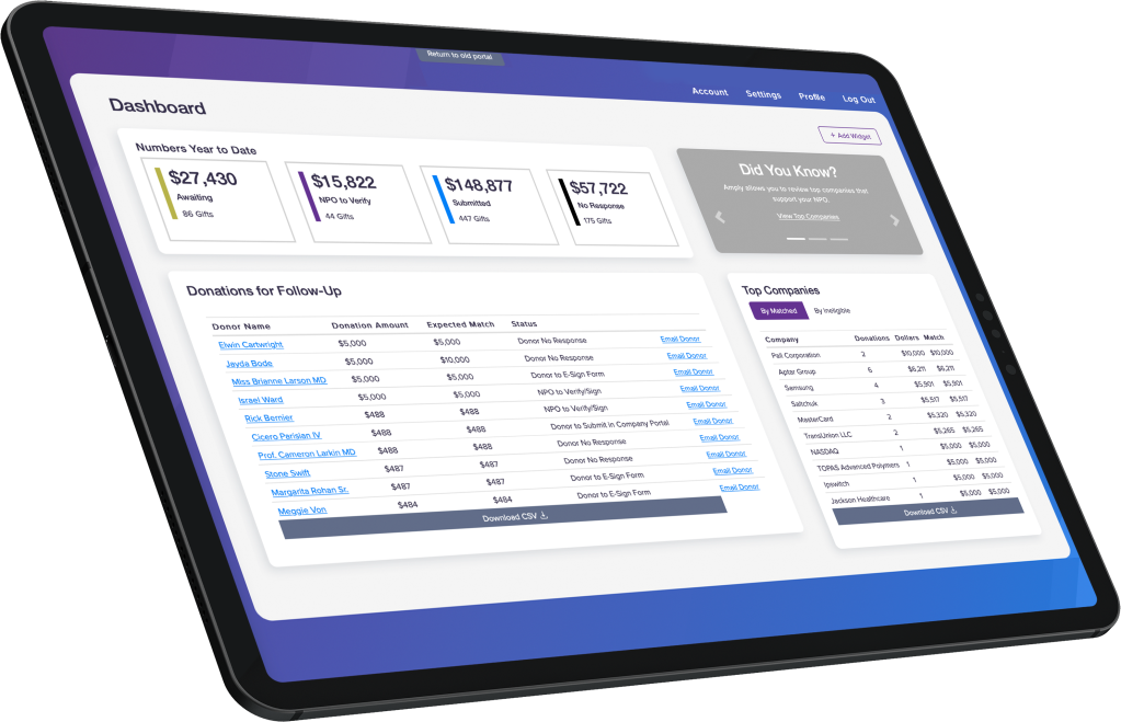 Amply Match Platform Dashboard